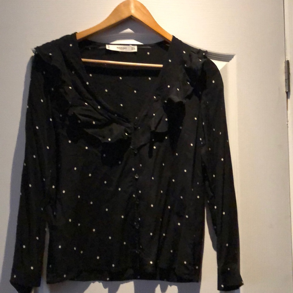 Mango blouse polka dot black and white